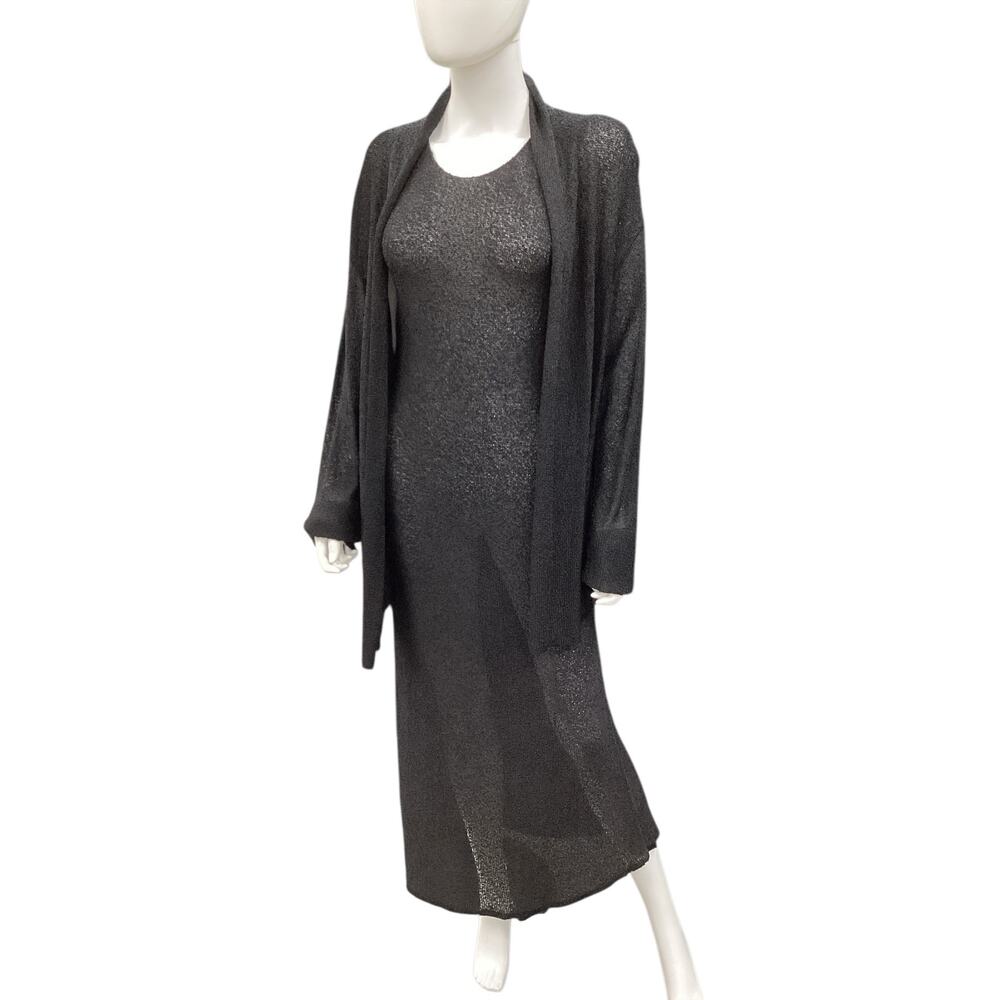 Not Used VTG Carol Horn 2-PieceSet Women’s Size M Knit Long Dress+Cover Up Black